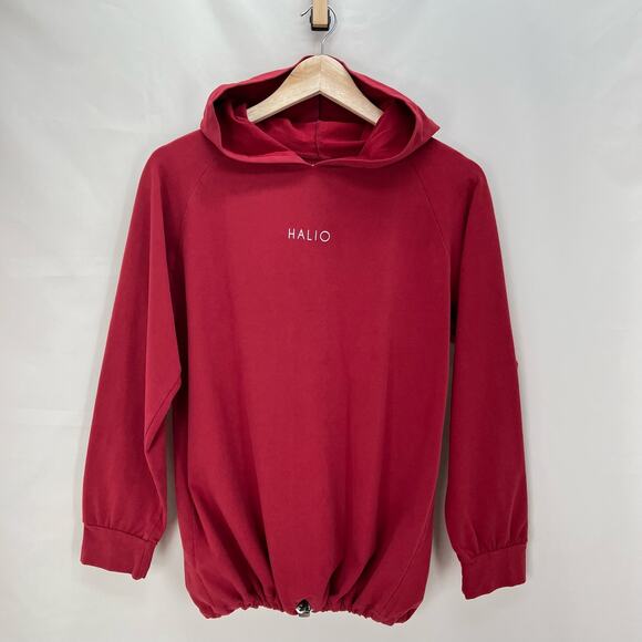 Halio Red Hoodie Drawstring Hem Long Sleeve Casual T-Shirt Women's Small - Picture 1 of 8